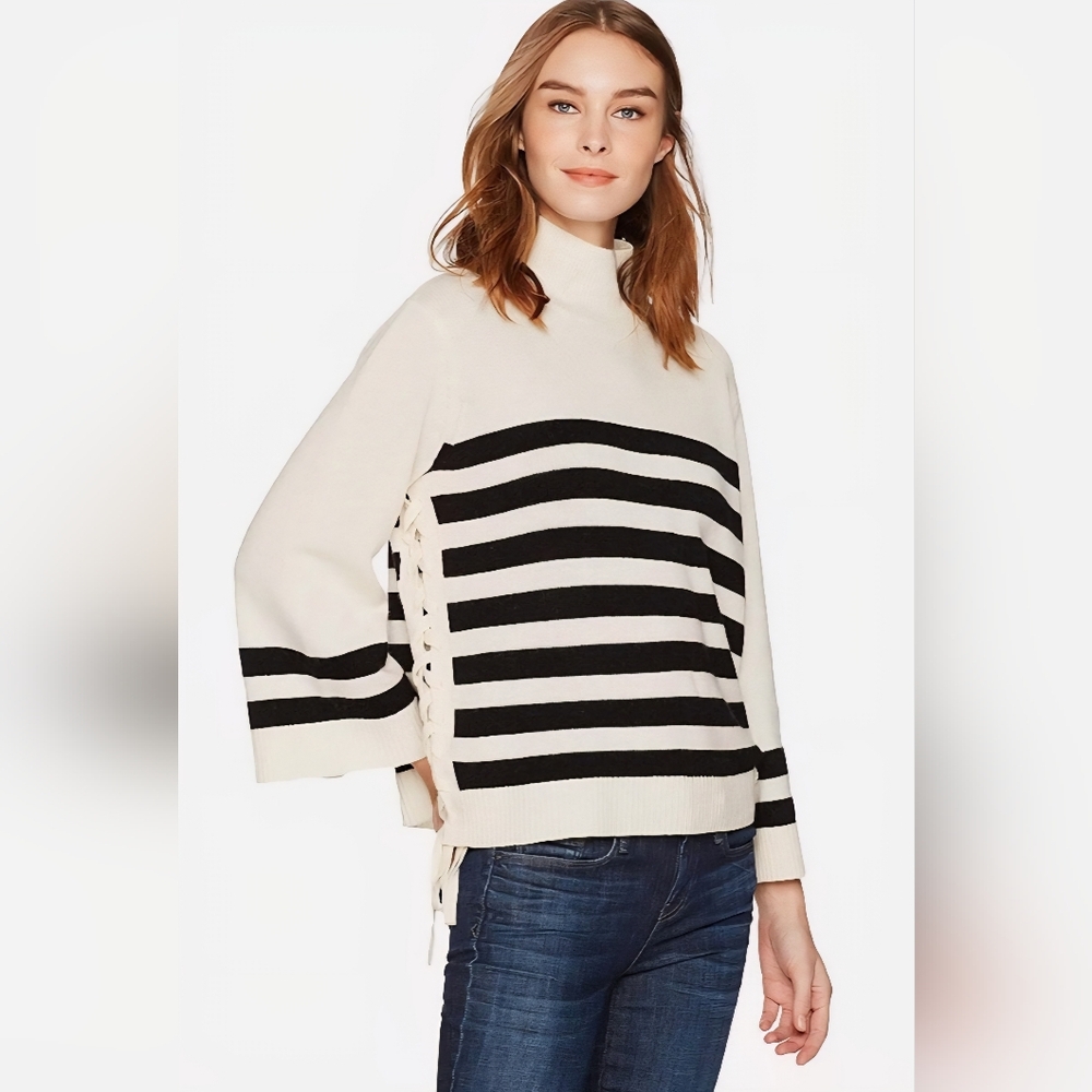 Joie Black and White Stripe Sweater